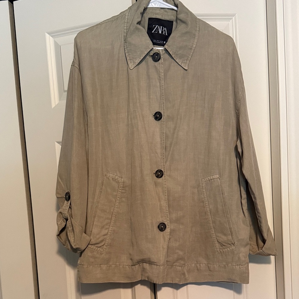 Zara Women's Stone Color Linen Jacket